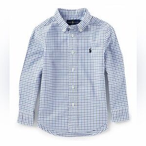 Polo Ralph Lauren🏇Little Boys👦🏻Long-Sleeve Checked Plaid Poplin Shirt👔Sz 6